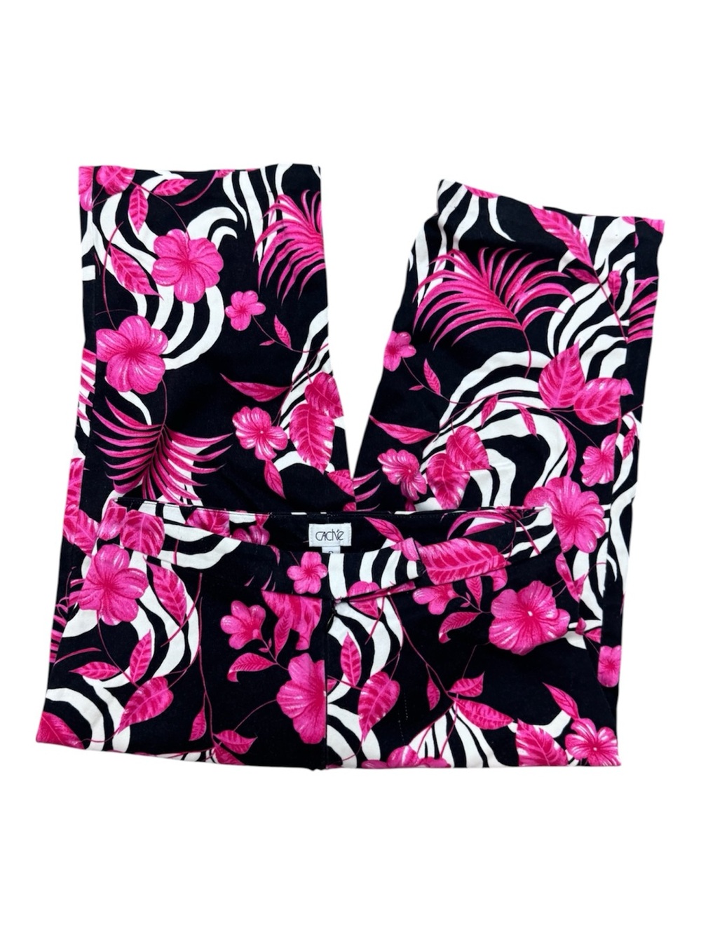 Cache Black & Hot Pink Floral Print capris